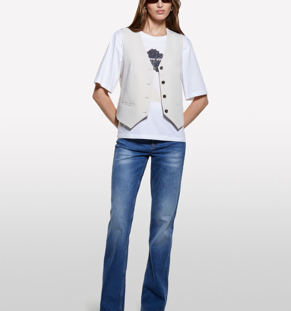 Beige slim fit vest - women's vests and sleeveless jackets - Beige | Sisley image number 1